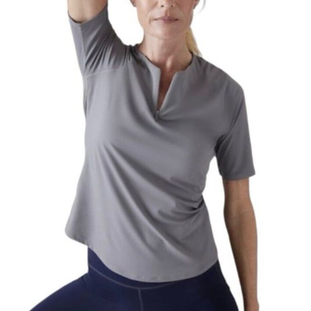 Athleta Sunchaser Tee T-Shirt Gray Grey Ladies Size Large NEW NWT UPF Quick Dry